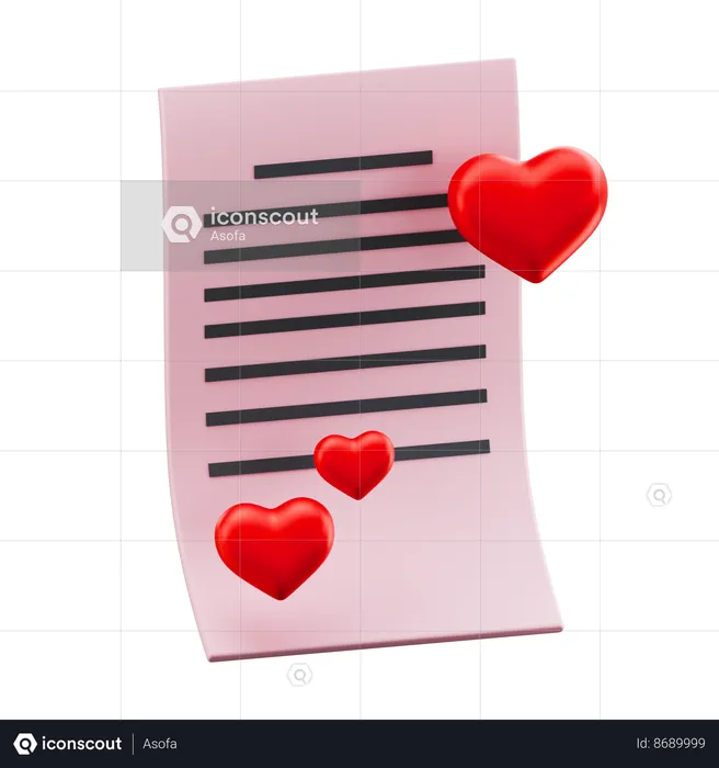 Carta de amor  3D Icon