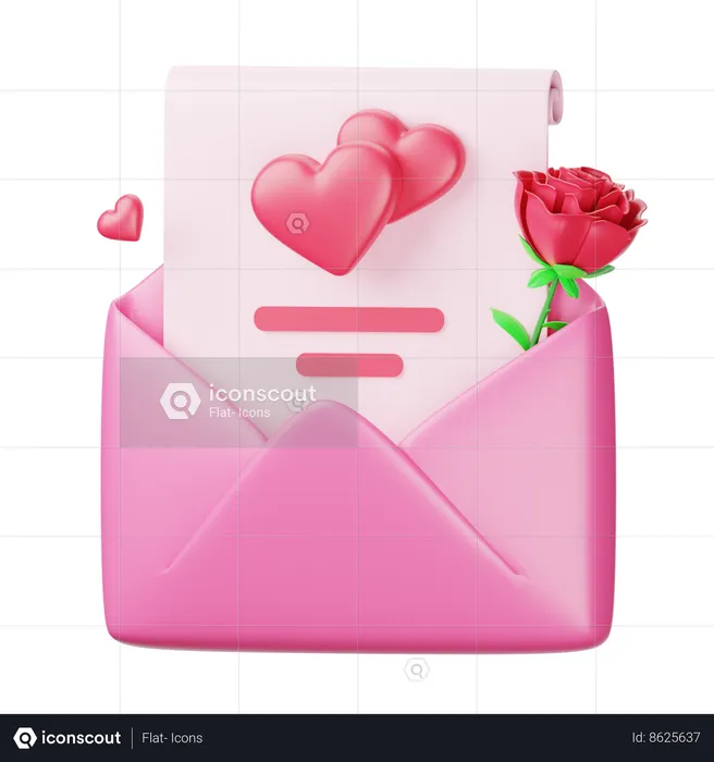 Carta de amor  3D Icon