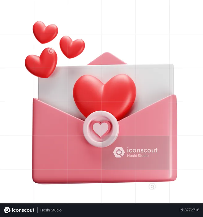 Carta de amor  3D Icon