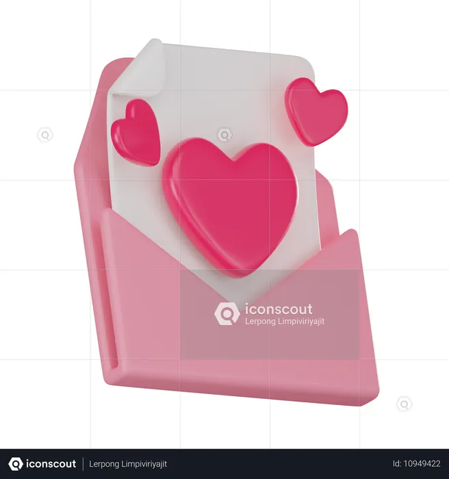 Carta de amor  3D Icon