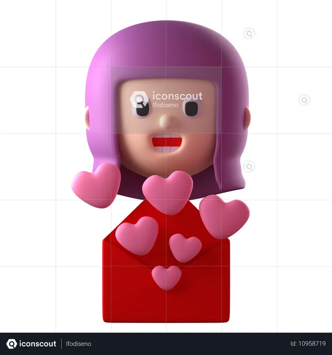 Carta de amor  3D Icon