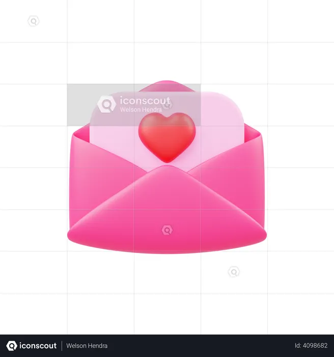 Carta de amor  3D Icon