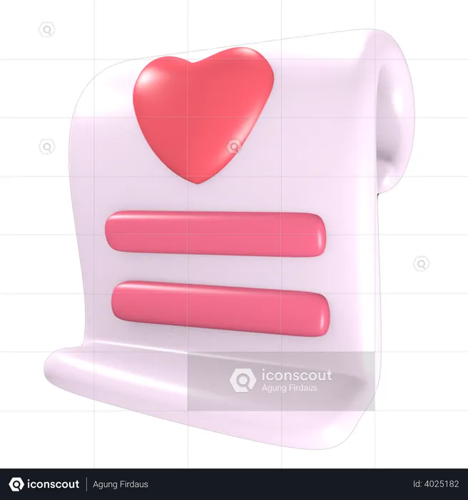 Carta de amor  3D Illustration