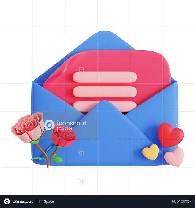 Carta de amor  3D Icon