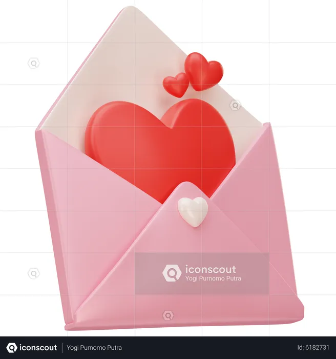 Carta de amor  3D Icon