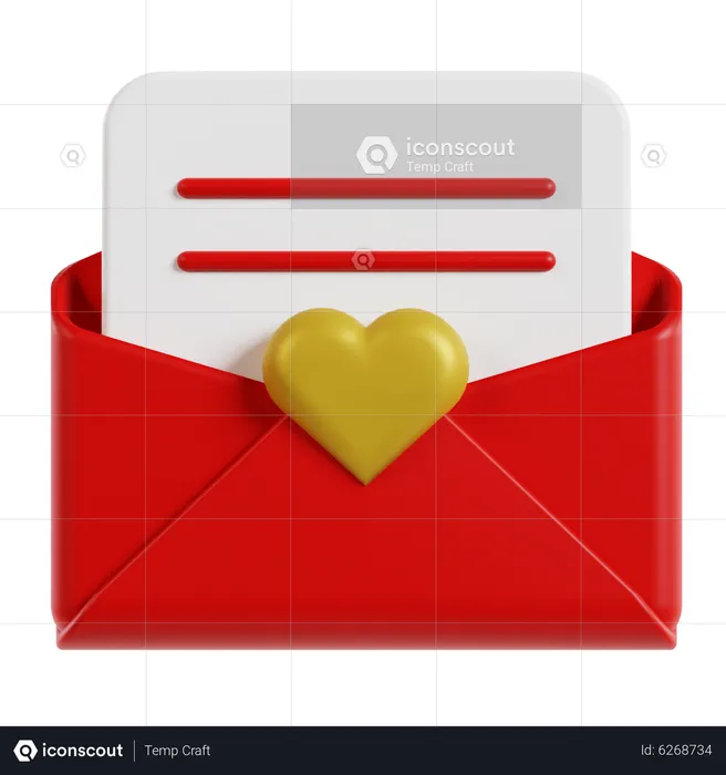 Carta de amor  3D Icon