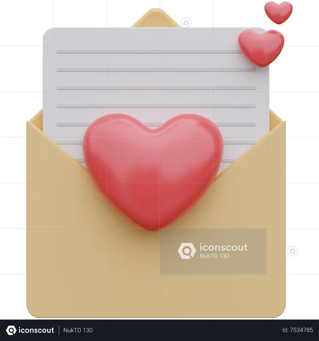 Carta de amor  3D Icon