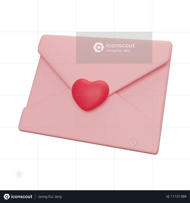 Carta de amor cerrada  3D Icon