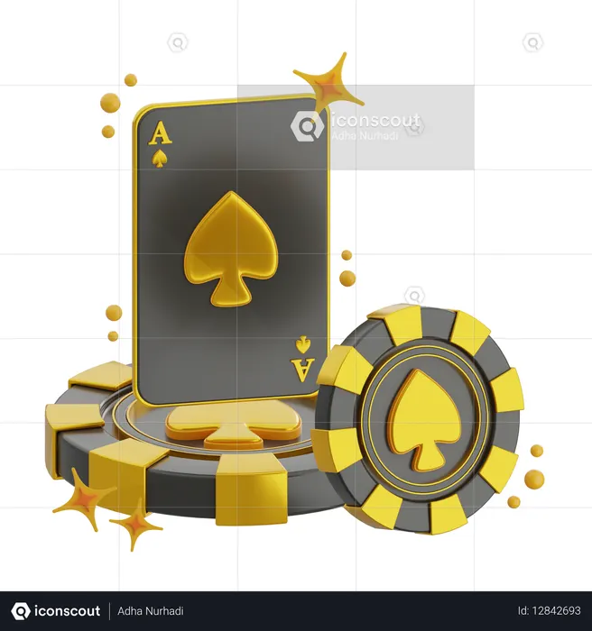 Carta de ás preta espadas  Ícone 3D