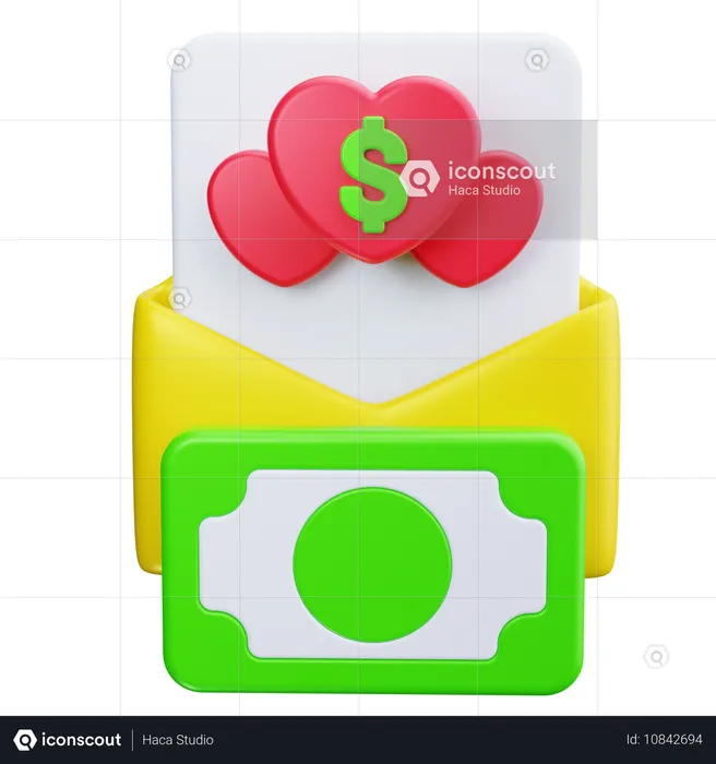 Carta de dinero  3D Icon