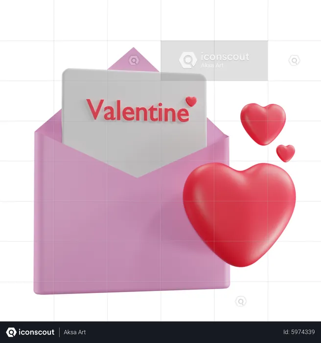 Carta de san valentin  3D Icon