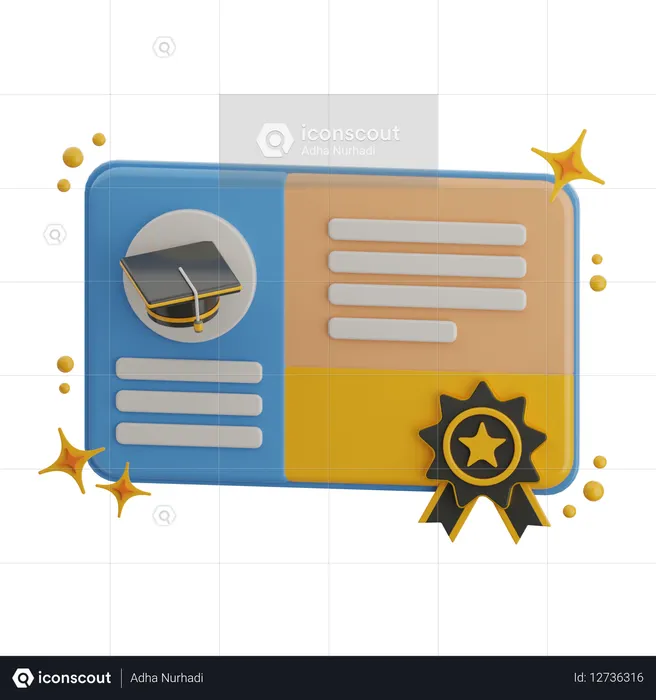Cartão de identificação de estudante  3D Icon