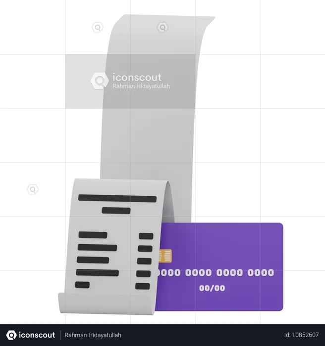 Recibo digital e cartão de pagamento  3D Icon