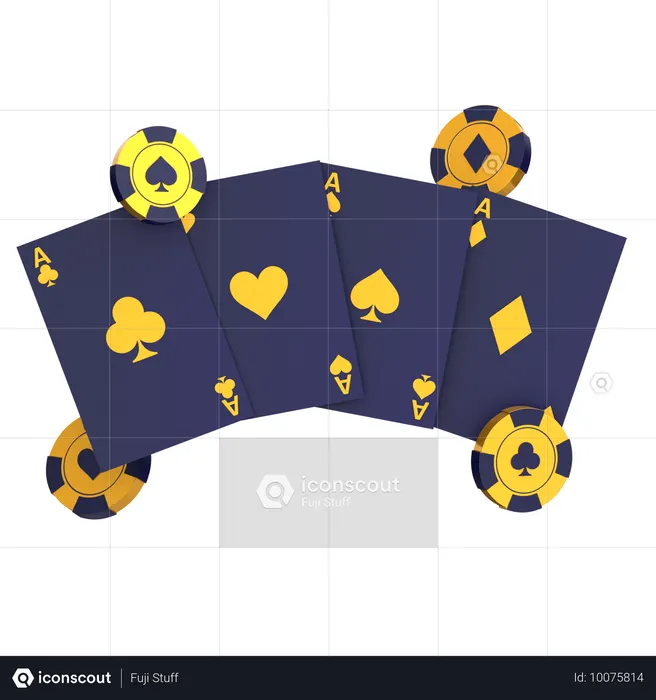 Cartas y fichas de póquer voladoras  3D Icon