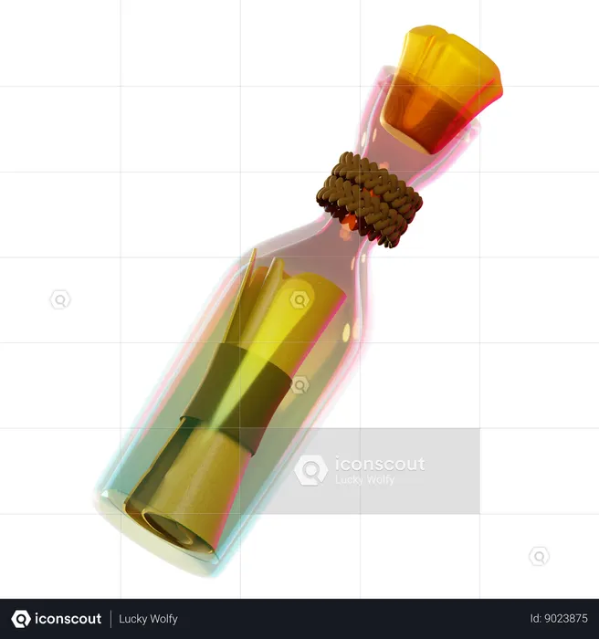 Carte à l'intérieur de la bouteille  3D Icon