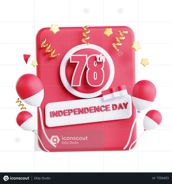 Cartões comemorativos do Dia da Independência  3D Icon