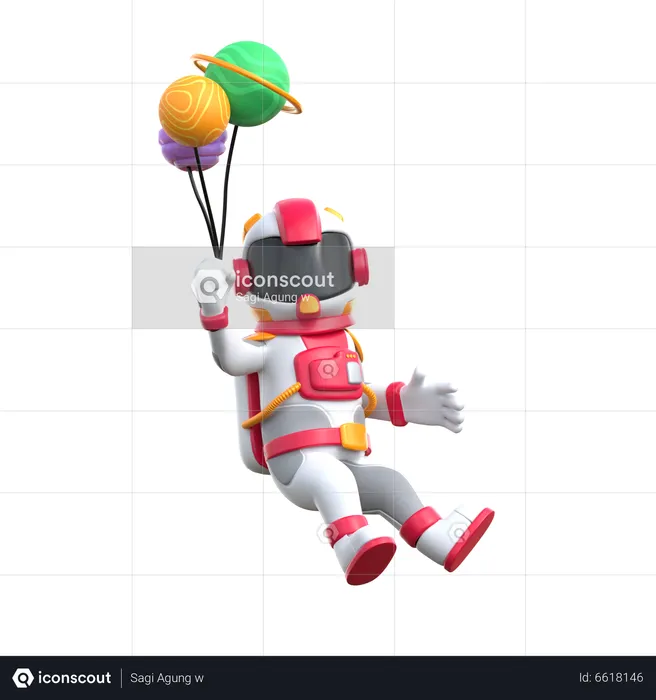 Cartoon Astronaut With The Planet  3D Illustration