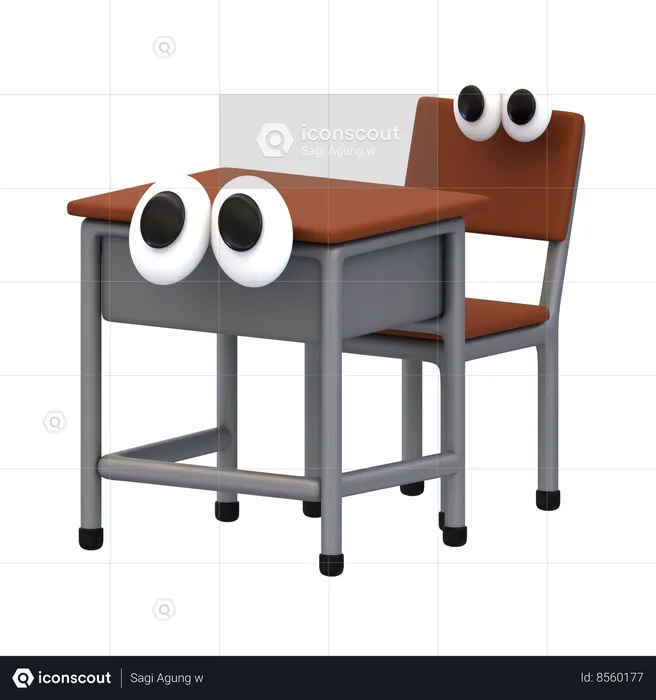 Cartoon Chair Table  3D Icon
