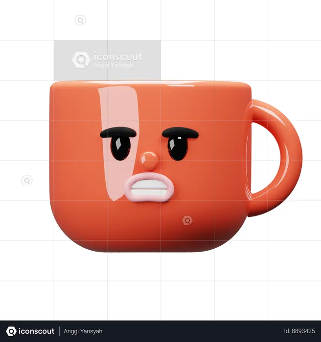 Cartoon Mug Bad Mood  3D Icon