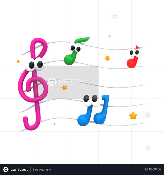 Cartoon Music Note  3D Icon