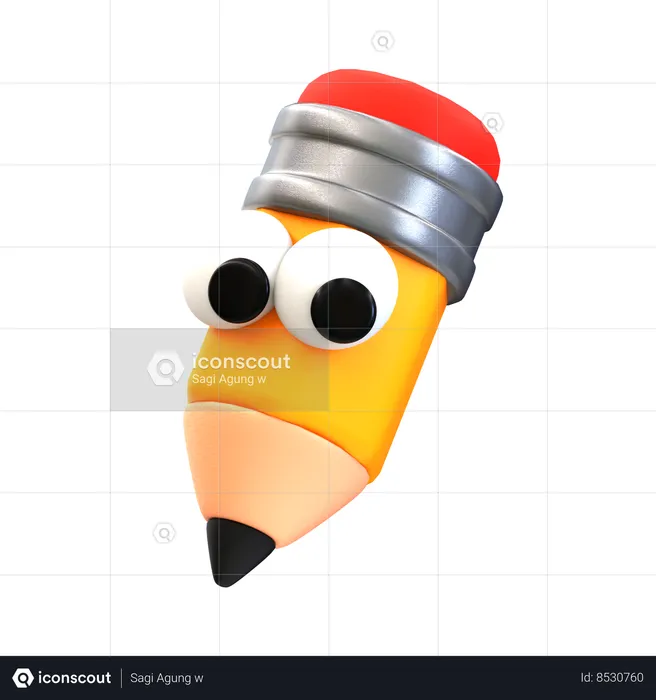 Cartoon Pencil  3D Icon