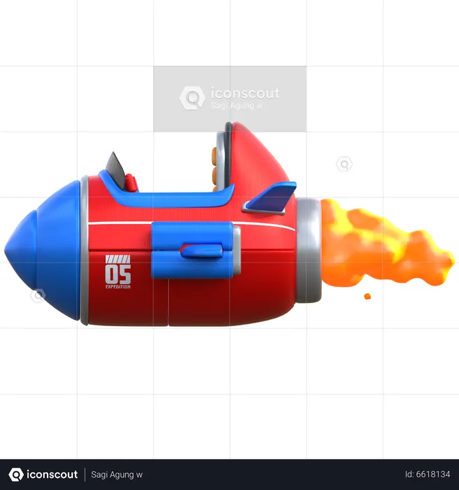 Cartoon Rocket  3D Illustration