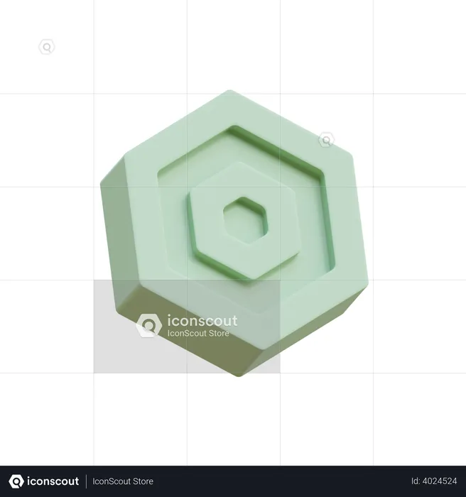 Carved Hexagon  3D Icon