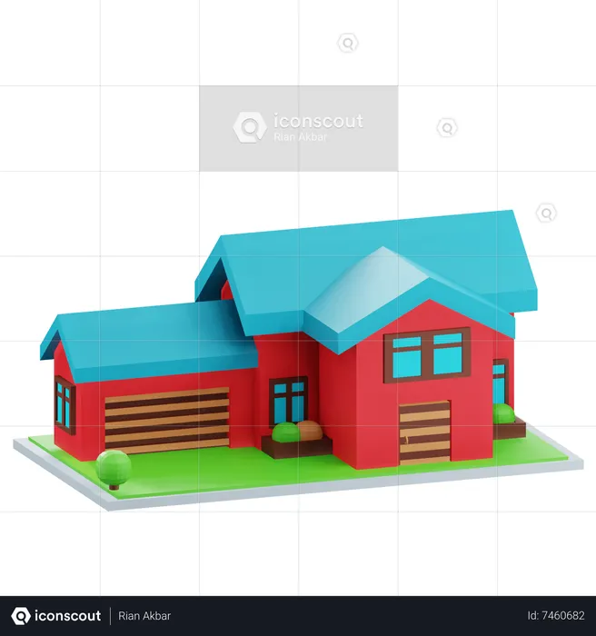 Casa com garagem  3D Icon