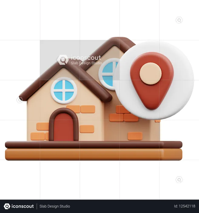 Casa com alfinete de localização  3D Icon