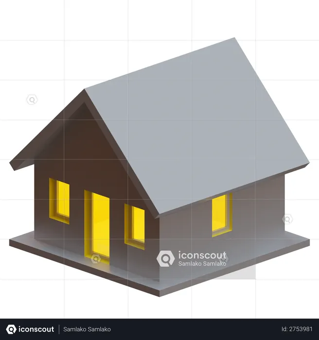 Casa com telhado  3D Icon