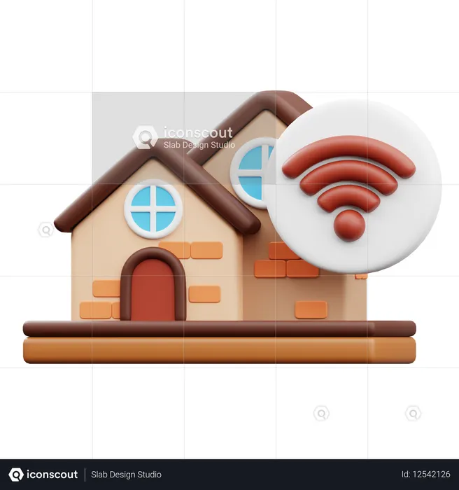 Casa com Wi-Fi  3D Icon