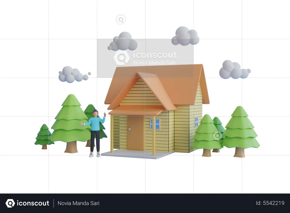 Casa de fazenda  3D Illustration