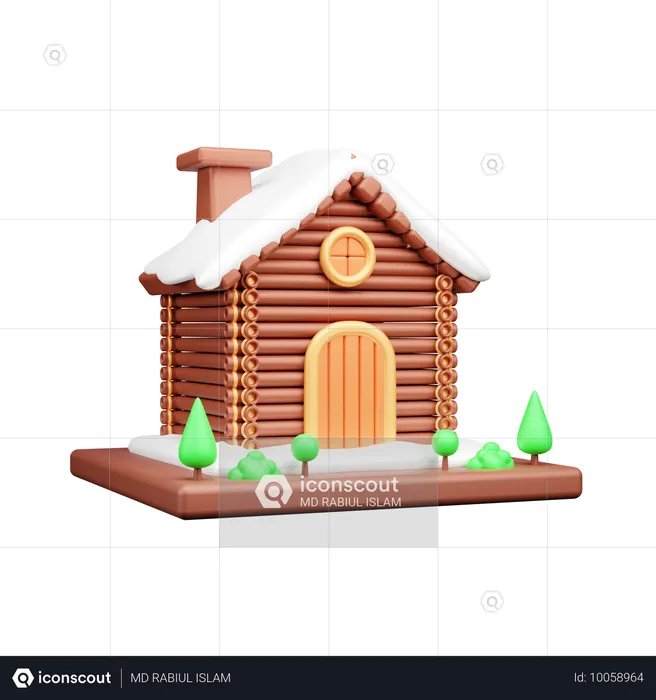 Casa de madera  3D Icon