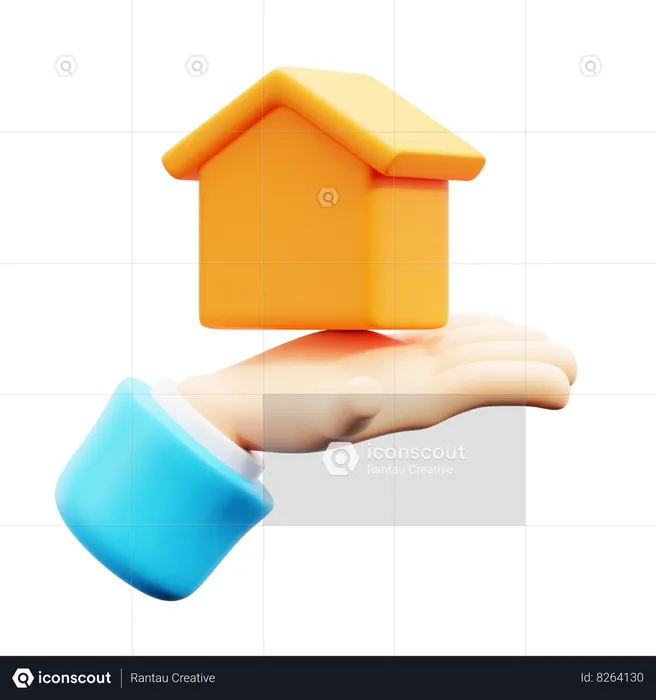 Mão segurando a casa  3D Icon