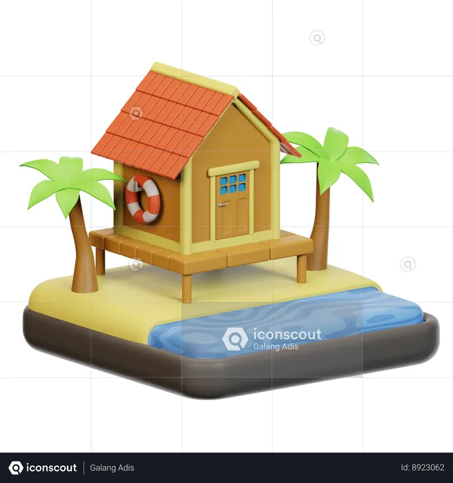 Casa en la playa  3D Icon