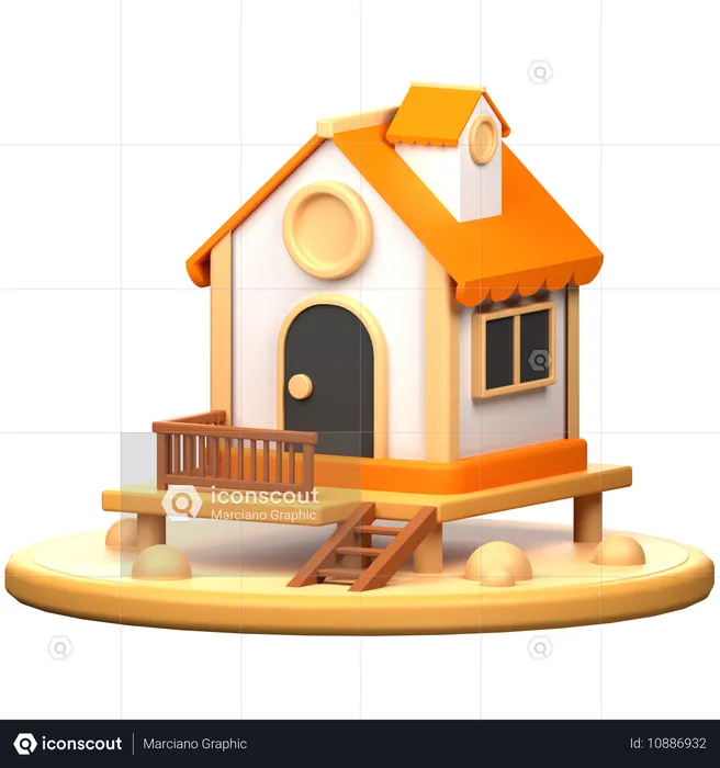 Casa en la playa  3D Icon