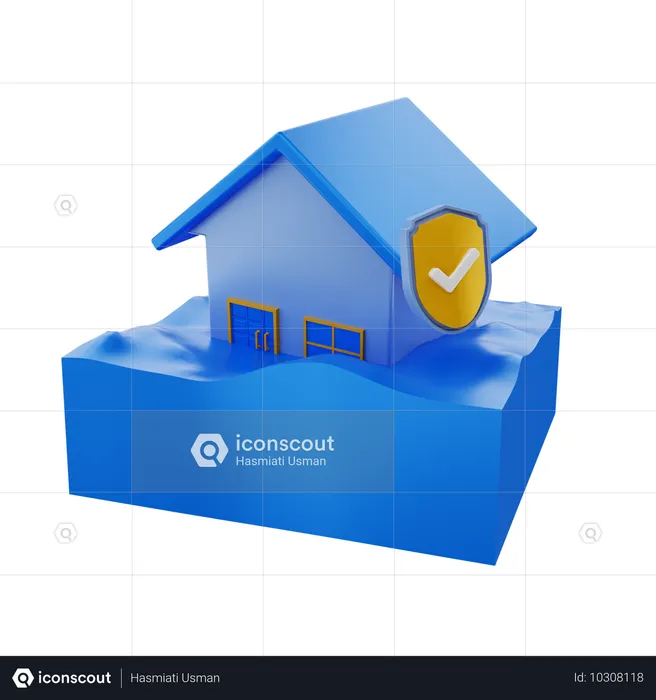 Casa en inundación  3D Icon