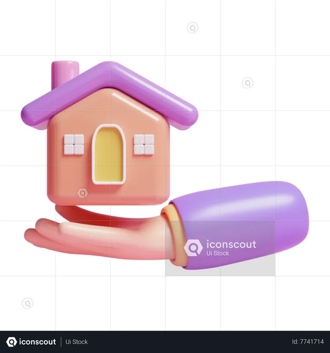 Casa na mão  3D Icon