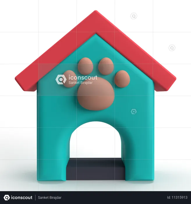 Casa de mascotas  3D Icon