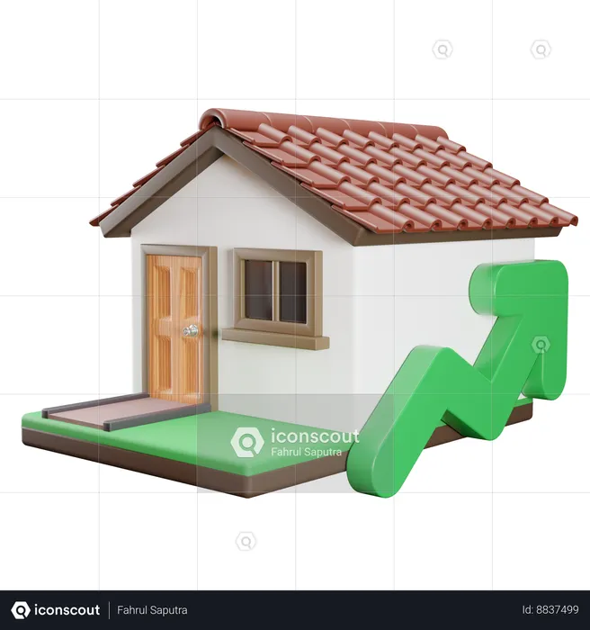 Crescimento do investimento imobiliário em casa  3D Icon