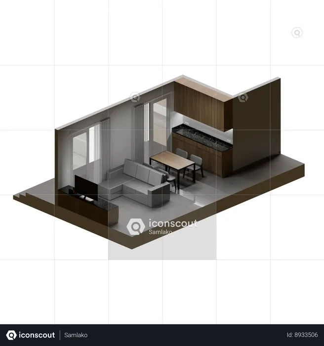 Sala de casa  3D Icon