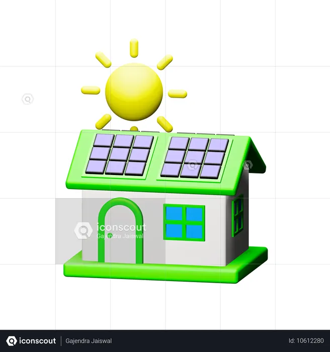 Casa solar  3D Icon