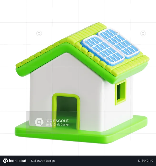 Casa solar  3D Icon