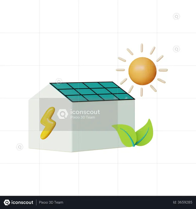 Casa solar  3D Illustration