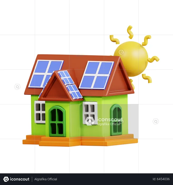 Casa solar  3D Icon