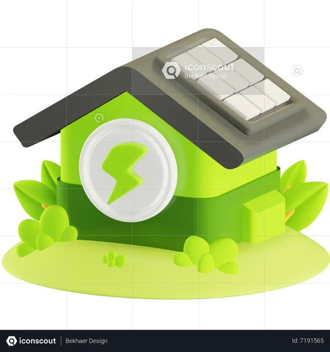 Casa solar  3D Icon