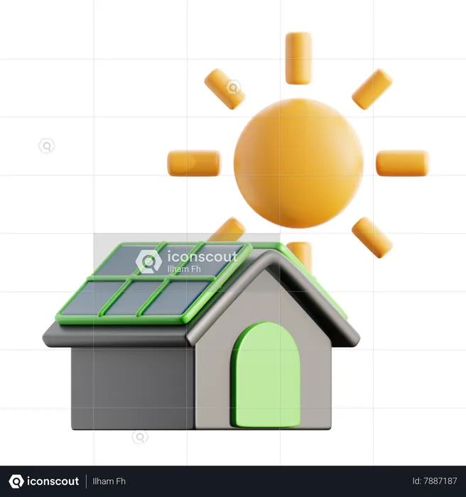 Casa solar  3D Icon