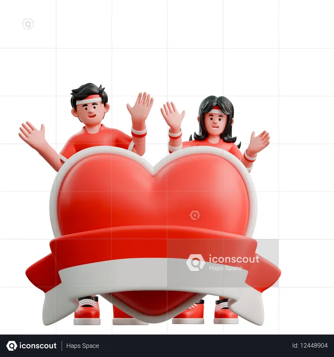 Casal ama a Indonésia  3D Icon