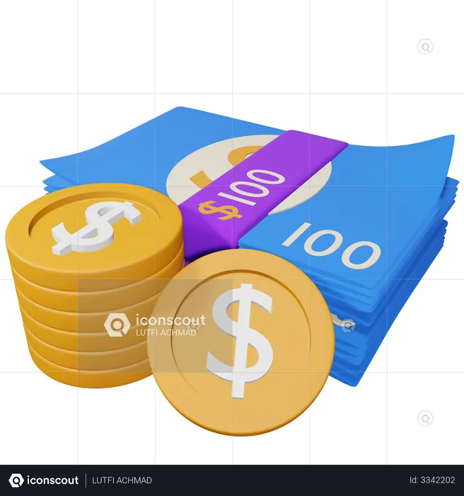 Cash  3D Illustration