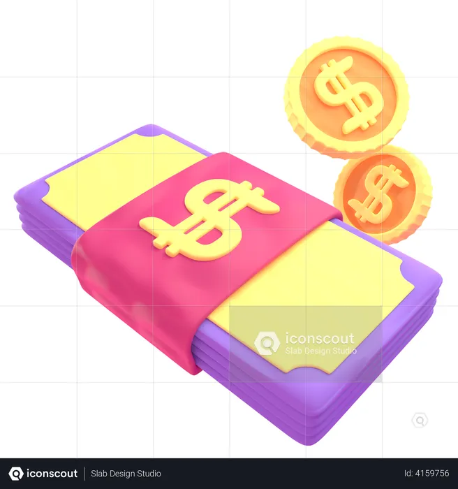 Cash  3D Illustration